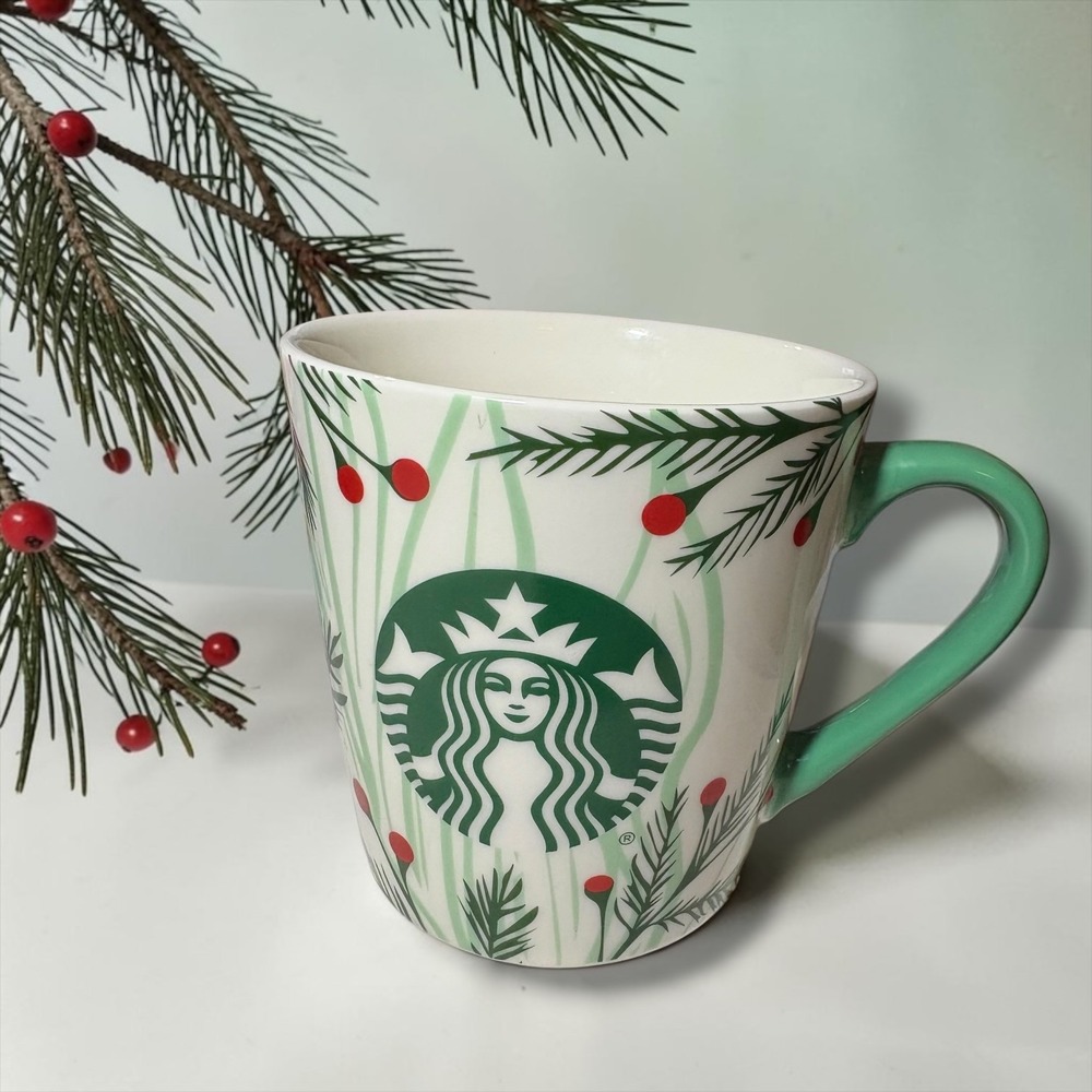 Starbucks Holiday Pine Berry Ceramic Coffee Mug Christmas Winter Botanical